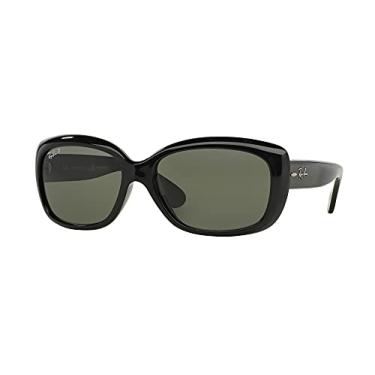 Imagem de Ray-Ban Jackie Ohh óculos de sol Polarizado + conjunto de acessórios, Preto/Verde Escuro, 58mm, Glamour, Mulheres