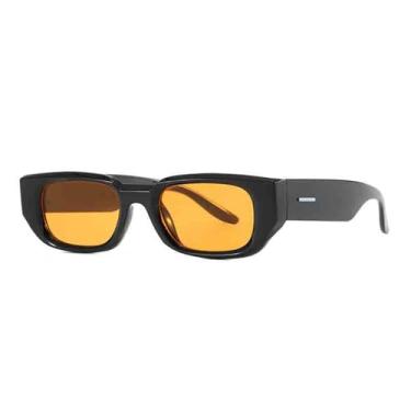 Imagem de Óculos de Sol de Armação Pequena Unissex com Hastes Largas e Proteção UV400 para Esportes ao Ar Livre, Corrida e Ciclismo, Preto e Amarelo