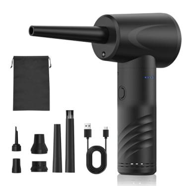 Imagem de Diydeg Espanador de Ar Elétrico, Espanador de Computador Recarregável, 3 Configurações de Velocidade, Limpeza de Computador, Soprador de Ar, Soprador de pó Com 6 Bicos para Teclado de (Versão Padrão