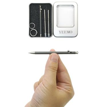 Imagem de YEEMO Mini caneta de titânio, caneta EDC pequena compacta e elegante com chaveiro, corpo de titânio durável (apenas 82 mm de comprimento e vem com 2 cartuchos de recarga) (Y-B)