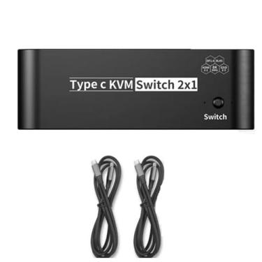 Imagem de Comutador KVM USB C 8K com saída USB RJ45 HDMI DP, interruptor KVM tipo C para 2 computadores, compartilhe 1 monitor
