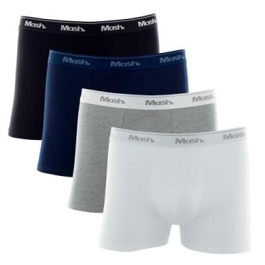 Imagem de Kit Cueca Boxer Mash 4 Peças Masculina Algodão Elástico, Preto, M
