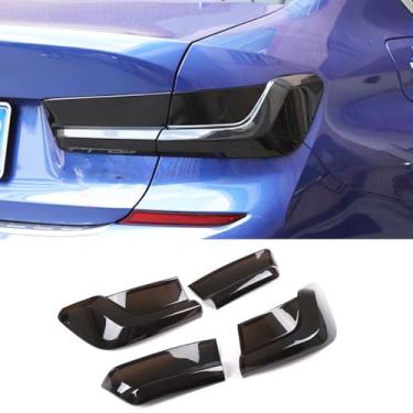 Imagem de Capa protetora de luz traseira traseira para carro ABS preto fumê serve para BM-W 3 Series G20 G28 2019 2020 2021 2022 2023 2024