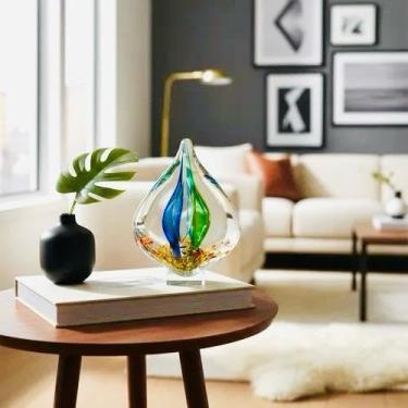 Imagem de Murano Peça Decorativa Para Sala Com 30cm, Gota Colorida Em Murano Peça Para Decoração, ideal para decoração Sala e diversos ambientes