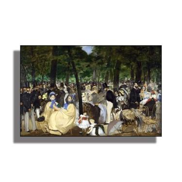 Imagem de OKRA Arte de parede em tela Manet - Decoração de casa Music In The Tuileries - Retratos impressionistas - Adequado para restaurantes de fast food, lojas de animais de estimação e academias. Sem
