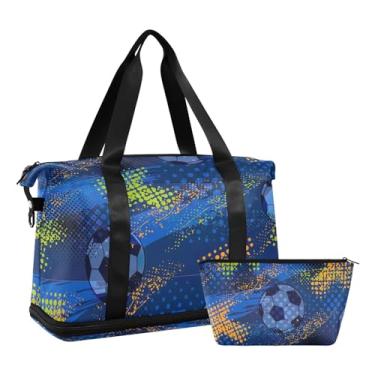 Imagem de Bolsa feminina Grunge Football Arrow para passar a noite à prova d'água, bolsa de tênis de corrida feminina com separação seca e molhada, Flecha de futebol Grunge, One Size