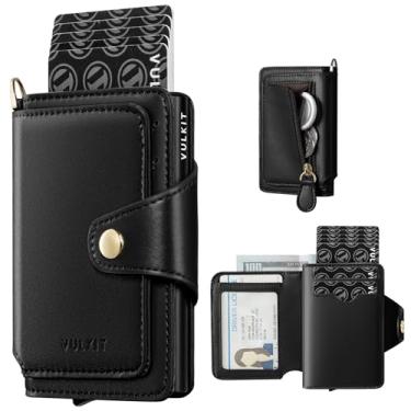 Imagem de VULKIT Carteira feminina com porta-cartões pop-up com bolso para moedas com zíper, capa para cartão de crédito com bloqueio de RFID, comporta mais de 8 cartões, compartimento para dinheiro, janela