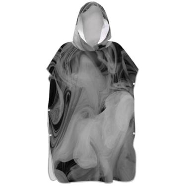 Imagem de Joisal Roupão leve para adultos poncho de surfe praia moletom toalha natação abstrato preto branco impressão ponchos de praia para homens