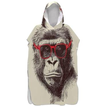 Imagem de Joisal Poncho de surfe de gorila engraçado para adulto trocador de roupa de praia com capuz toalha floral plus size ponchos femininos com capuz