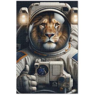 Imagem de Tigre Astronauta Engraçado Animal 1000 Peças Quebra-cabeça para Adultos Arte Arte Animal Impressão Animal Quebra-cabeças Rígidos Presentes para Jogo Elefante Branco, 75 x 40 centímetros