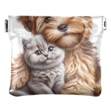 Imagem de Bolsa de moedas de couro personalizada Chow Chow Chow para cães e gatos para homens e mulheres com aperto colorido para meninas pequenas, Cachorro terrier, gatinho fofo, one size, Minimalista moderno