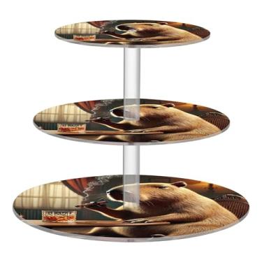 Imagem de Lindo suporte de cupcake Capybara Whiskey Lounge de 3 níveis para festa, copo de bolo, torre de bolo, suporte de donut, para sobremesa, floral, aniversário, casamento