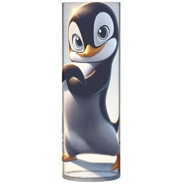 Imagem de Engraçado Pinguim Animal Vasos de plástico e vasos cilíndricos para flores, vasos decorativos exclusivos para decoração de casa, 30 cm x 9,9 cm