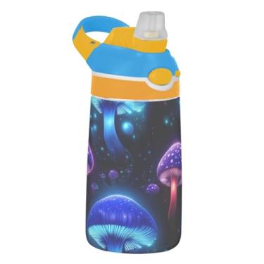 Imagem de Garrafa de água Tritan de 473 ml com canudo para crianças, meninas, meninos, garrafa de água esportiva reutilizável de 473 ml, copo infantil portátil à prova de vazamento, alça de transporte