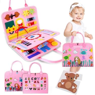 Imagem de Brastoy Placa de Montessori Sensorial para Crianças Maleta Educativa Brinquedos (Rosa)