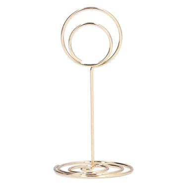 Imagem de YOUTHINK 10 Peças de Suportes para Números de Mesa, Base Redonda, Formato Bonito, Suporte para Cartão de Ferro, Braçadeira para Foto, para Casamentos, Festas, Formatura, Recepção, (Dourado)