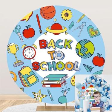 Imagem de OERJU Capa de fundo redonda de volta às aulas Primeiro Dia de Escola Cenários para Fotografia Sala de Aula Foto Fundo Professor Alunos Tema de Volta às Escolas Artigos de Festa Decorações 1,8 m