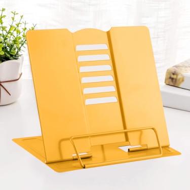Imagem de MSDADA Suporte de mesa de metal para descanso de leitura, suporte ajustável, para documentos, livros de receitas, livros didáticos, tablets, livros de música (amarelo)