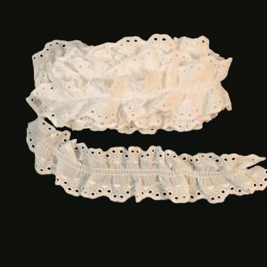 Imagem de Acabamento de renda de algodão de 4,8 cm de largura, acabamento vintage plissado de renda dupla face, fita de algodão de costura para decoração de casa, artesanato de costura DIY (bege)