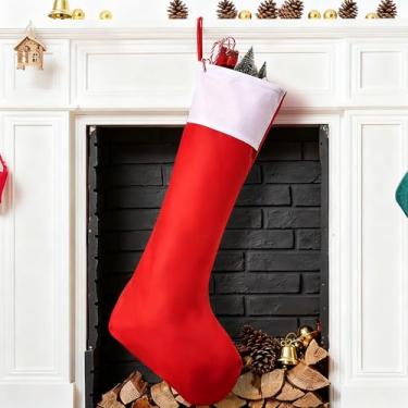 Imagem de Meias de Natal gigantes de 96,5 cm a granel extra grande enfeite de feltro grosso para pendurar na árvore de Natal (1 peça)