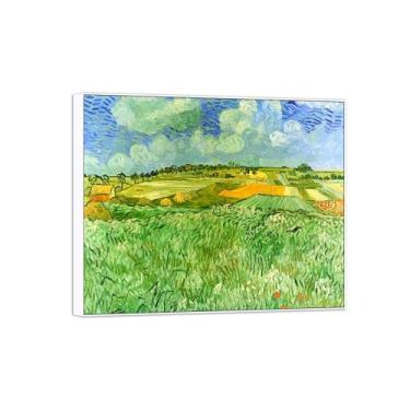 Imagem de Vincent van Gogh Famosa pintura em tela de arte de parede pronta para pendurar. Nuvens de chuva. Imagem em moldura branca para decoração de sala de estar 60 x 75 cm 24 x 29 pol