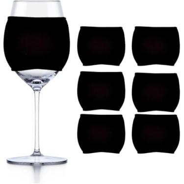 Imagem de TahoeBay Mangas de taça de vinho em branco (pacote com 6) Ornamentos isolantes de neoprene para sublimação, tinta infusível, identificação de bebida de vinil de transferência de calor 340 g acessórios