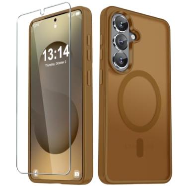 Imagem de YENAPOON Capa para Samsung Galaxy S26+ Plus, capa magnética fosca [atualizada em 2026] com 1 protetor de tela, suporte para MagSafe, proteção militar à prova de choque, parte traseira fosca