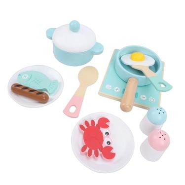 Imagem de SPYMINNPOO Jogo de Cozinha de Madeira, Fingir Jogar Acessórios de Cozinha Conjunto de Brinquedos para Crianças Com Panelas Placas para Meninas Meninos Aniversário