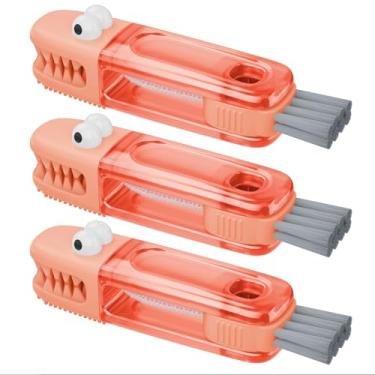 Imagem de Conjunto de 3 escovas de limpeza, escova multifuncional de limpeza de garrafas, limpador de lacunas de tampa de copo de silicone, ferramentas de limpeza de fendas de cozinha doméstica (laranja)