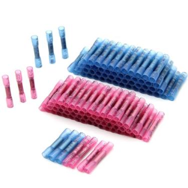 Imagem de ROUPWKWO 500/400/300/200/150/100X conectores de extremidade termorretrátil vermelho + azul conector de terminal de crimpagem de fio elétrico (500 peças)