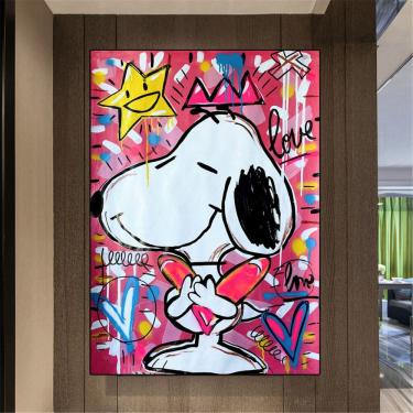 Imagem de Pôster de pintura de parede em tela Snoopys Anime 40x60cm
