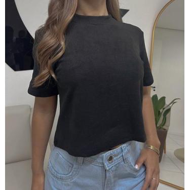 Imagem de Blusa Cropped Amandinha Veludo, Preto, M