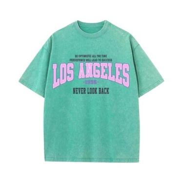 Imagem de Camisetas De Algodão Desgastadas Femininas Com Estampa Los Angeles 199