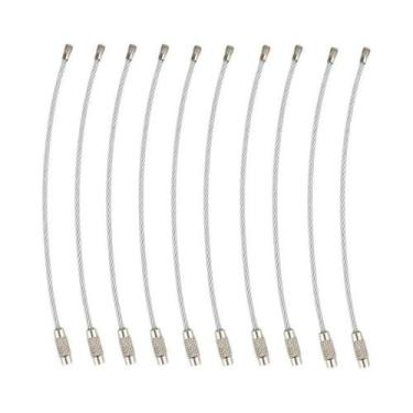 Imagem de Tag De Chaveiro Em Aço Inoxidável Com Corda, Cabo, Laço, Anéis De Fech