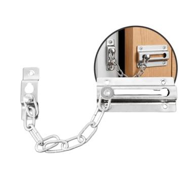 Imagem de Fecho de Porta Corrrente Tipo Pega Ladrão Trava Segurança Ferrolho Cromado Inox Reforçado Proteção de Porta