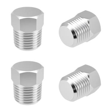Imagem de HONSNKS 4 peças de plugue de tubo de cabeça hexagonal macho NPT de 1/20.3 cm | Encaixe rosqueado de aço inoxidável 304 | Para sistemas hidráulicos/pneumáticos