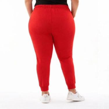 Imagem de Calça Jogger Feminina Bengaline Plus Size Vermelha - Sara Confecções, 