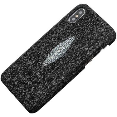 Imagem de KKFAUS Capa de telefone de pele de peixe pérola, para iPhone Apple Xs/Xr/Xs capa traseira de proteção de telefone luxuosa para pessoas de sucesso, dê protetor de tela (cor: preto, tamanho: 5,8 polegadas)