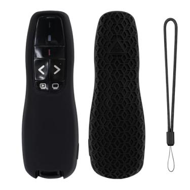Imagem de Capa para Logitech Wireless Presenter R 400 R400, controle remoto, antiderrapante, capa com suporte de pele com cordão (preto)