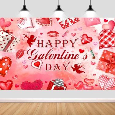 Imagem de Dongbei Fundo de 2,1 x 1,5 m Galentines Dia dos Namorados - Fundo de fotografia de cupido com coração de amor, decoração de festa de irmãs, faixa para decoração de parede feliz dia dos namorados