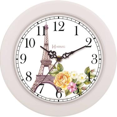 Imagem de Relógio De Parede Herweg Ref: 660105-021 Branco Torre Eiffel