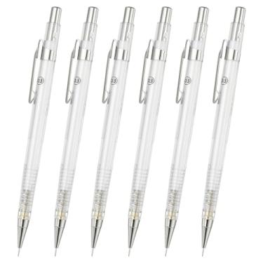 Imagem de PATIKIL 6 peças de lapiseira de 0,3 mm, suporte mecânico para lápis de chumbo, suporte de plástico automático de ponta fina com borracha para desenho, arte, esboço, marcenaria, branco