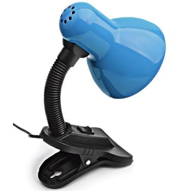 Imagem de Luminária De Mesa Com Presilha Articulada Azul Entrada E27 Bivolt Para Escritório