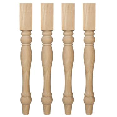 Imagem de 74 x 9 x 8,89 cm pernas de mesa de fazenda grossas de madeira, conjunto de 4 pernas de bancada de substituição maciças inacabadas de madeira maciça, colunas de armário de ilha de cozinha para banco,