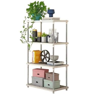 Imagem de Estante Organizadora Multiuso Branca, 4 Prateleiras, Plástico e Metal, 79x21x40cm, para Casa e Escritório