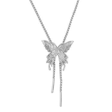 Imagem de BYETOCE Colar com pingente de Dia dos Namorados Gargantilha delicada em forma de Y, corrente longa ajustável com zircônia cúbica cintilante para mulheres, joias do Dia dos Namorados, Latão, Zircônia