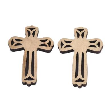 Imagem de 10 pingentes de cruz vazada inacabados, berloques de contas artesanais de cruz branca antiga, berloque de fabricação de joias a granel para fabricação de colar, pulseira, brinco, 4,5 x 3,2 x 0,5 cm