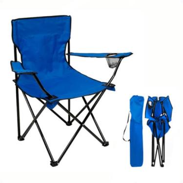 Imagem de Cadeira de Camping Acampamento Dobrável Portátil em Aço C/Bolsa(Azul)