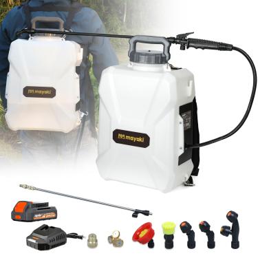 Imagem de Mayoki Pulverizador De Mochila Alimentado Por Bateria De 3 Galões Compatível Com Bateria Dewalt De 20 V, Pulverizador Elétrico De Jardim De 55 Psi Com Bateria De 20 V E 2,0 Ah, 7 Bicos, 2 Hastes, Pu
