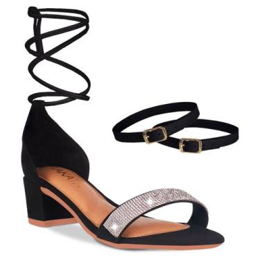 Imagem de Sandalia Feminino Salto Baixo Confortavel Preto Nobuck A355 - Usetakat